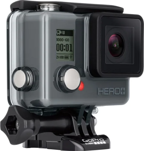 Cámara Hero+, de la marca GoPro, en color gris