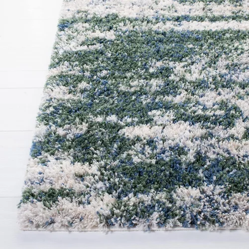 Miniatura 4 de SAFAVIEH Berber Shag Collection - Alfombra de pasillo, 2 x 12 pies, verde y beige, no desprende pelusa y fácil de limpiar, ideal para pasillo