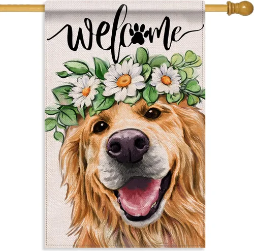 Miniatura 8 de Love is Love Golden Retriever Dog Rainbow - Bandera decorativa para jardín, decoración exterior del mes del orgullo de mascotas LGBTQ