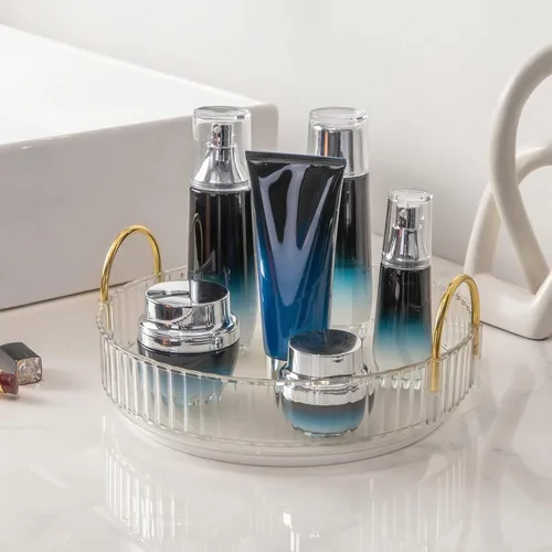 Miniatura 16 de INVSSENE - Organizador de maquillaje giratorio de 360°, soporte giratorio para baño, estante de almacenamiento para cosméticos de gran capacidad, se