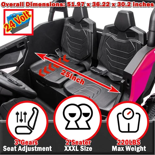 Miniatura 6 de NEWQIDA XXXL Vehículo de juguete de 24 V con batería para niños grandes 4WD Buggy UTV con neumáticos EVA, coche eléctrico para niños con control