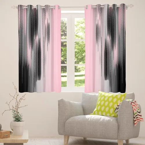 Miniatura 6 de jejeloiu Cortinas rosas y negras para dormitorio, sala de estar (2 paneles, 38 x 45 pulgadas), arte moderno, 30% a 50% cortinas opacas para niños