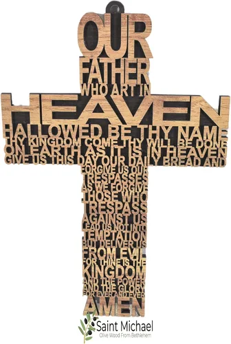 Cruz de pared de madera con oración de nuestro padre, decoración religiosa con cruz de oración de los señores, regalo para cualquier ocasión especial