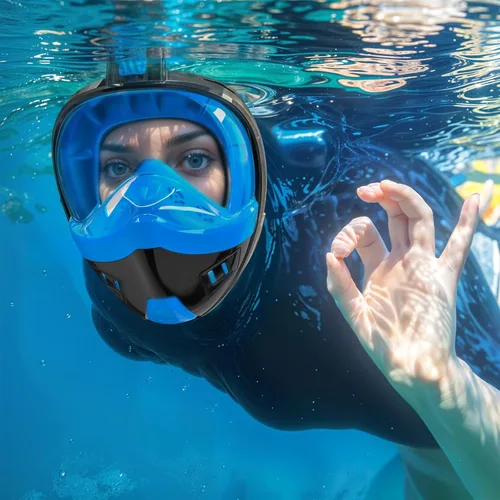 Miniatura 2 de Full Face Snorkel Mask, Snorkeling Gear for Adults Kids with Latest Dry Top Breathing System and Detachable Camera Mount, with 180 Degree Panoramic