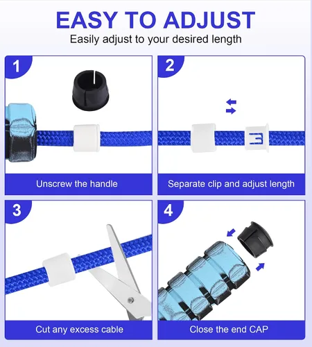 Miniatura 6 de Cuerda de saltar para mujeres y hombres, jumprope de fitness para mujeres, entrenamiento, cuerda de saltar ajustable para adultos