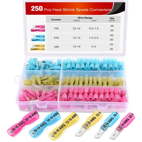 Miniatura 12 de Nilight 200 PCS Conectores de Empalme Termorretráctiles - Conectores de Cable Impermeables - Terminales Eléctricos de Grado Marino Automotriz - Kit