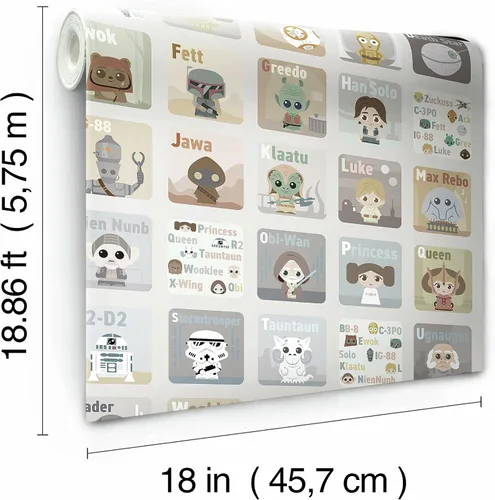 Miniatura 6 de RoomMates RoomMates, RMK11953RL - Papel tapiz autoadhesivo con alfabeto infantil de Star Wars