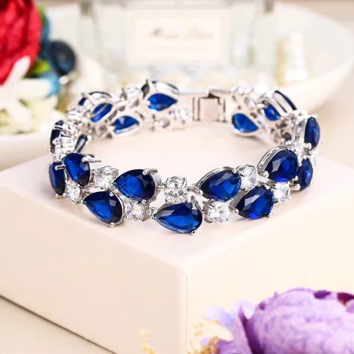 Miniatura 2 de Ever Faith pulsera vintage con circonitas cúbicas en forma de lágrimas, para mujer.