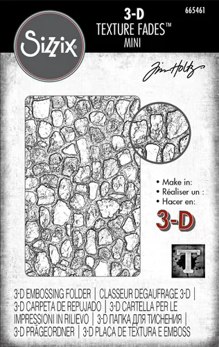 Miniatura 6 de Tim Holtz Sizzix 3D Texture Fades - Carpetas en relieve - Mini madera, mini adoquines y mini ladrillos - Paquete de 3 artículos