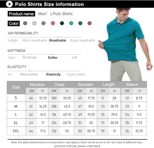 Miniatura 5 de Wirltte Camisa de golf para hombre casual absorbe la humedad transpirable de secado rápido para hombre