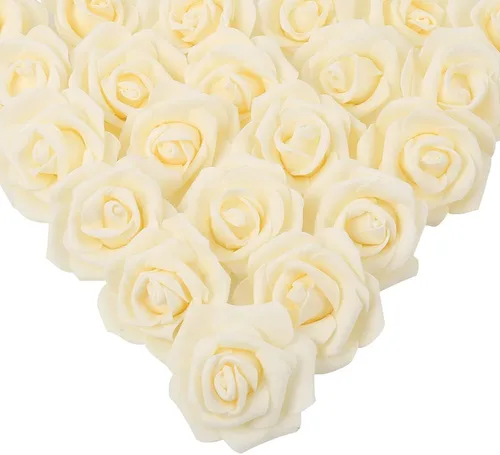Miniatura 21 de IPOPU 100 unidades de rosas artificiales de aspecto real, rosas falsas de color rosa bebé, rosas de espuma rubor para centros de mesa de boda, Rosa