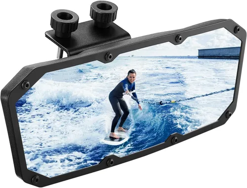 KEMIMOTO Espejo de barco retrovisor, espejo marino de 3.5 x 10 pulgadas para esquí, lancha, pontón, barco, esquí acuático, embarcación, surf