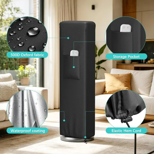 Miniatura 3 de STARTWO Tower Fan Cover, Waterproof Dustproof Fan Protective Cover with Pocket