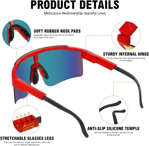 Miniatura 4 de MALIDAK Gafas de sol deportivas para hombres y mujeres, jóvenes, gafas de sol de béisbol, protección UV400, gafas de ciclismo para hombres