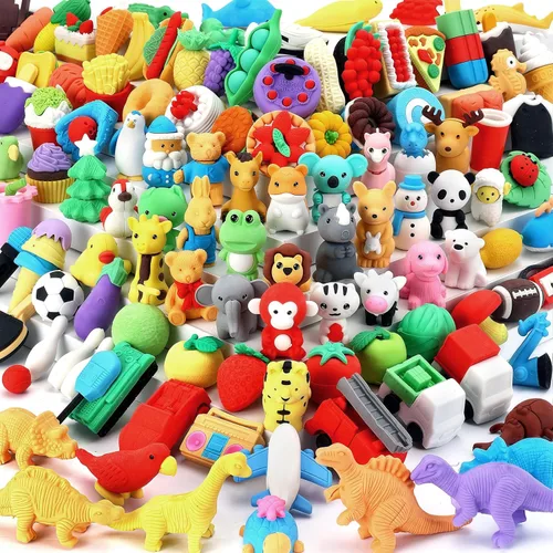 Miniatura 10 de URSKYTOUS 35 borradores de animales de escritorio para niños, borradores de lápices de animales, juguetes de borrador a granel, regalos para premios