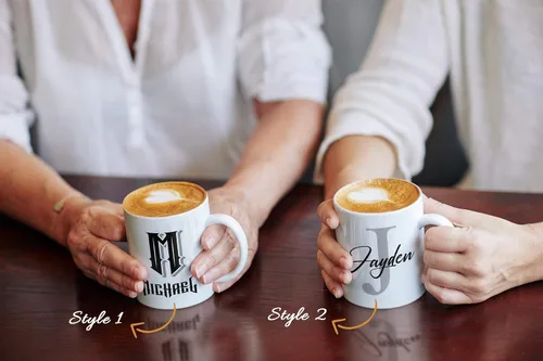 Miniatura 2 de SANTANNA Taza personalizada para hombres, iniciales personalizadas con nombre de café de cerámica (sus estilos favoritos)