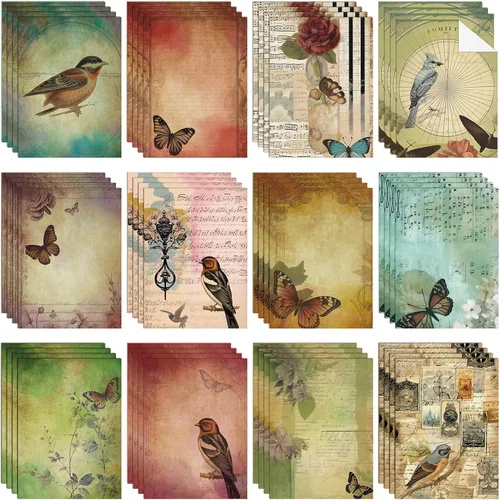Miniatura 7 de PerKoop 48 hojas de papel de decoupage vintage navideño de 8.3 x 11.7 pulgadas, 12 estilos de papel de Papá Noel navideño, servilleta de papel