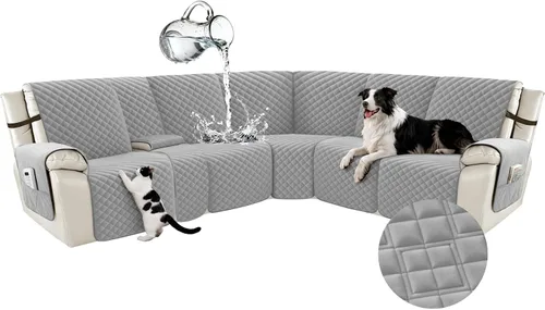 Miniatura 63 de Arfntevss Fundas para sofá seccional reclinable para sofá seccional en forma de L, funda antideslizante lavable para sofá reclinable con forma de L