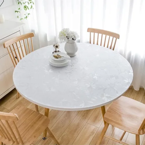 Miniatura 6 de Mantel protector de mesa de comedor de plástico transparente redondo Cosmos Flower Desk Pad Mat muebles de madera mantel de mesa rollo de tela