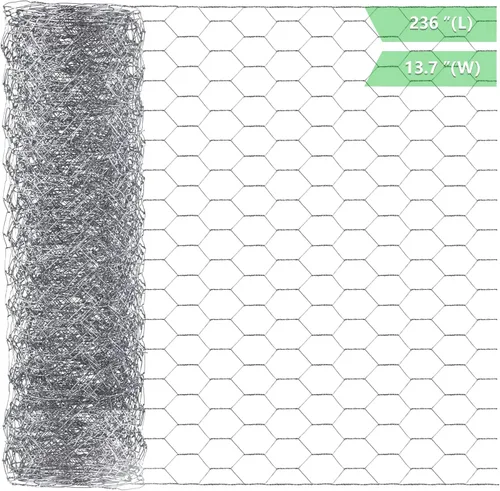 Miniatura 11 de Alambre de pollo de 13.7 pulgadas x 393.7 pulgadas, malla galvanizada hexagonal para jardín, valla de jardín para mascotas, conejos, pollos con 100