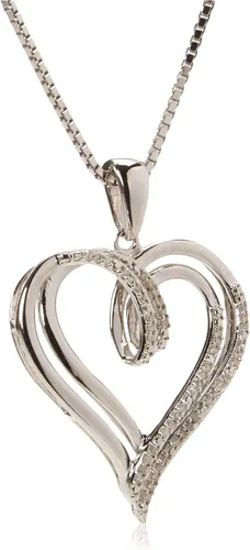 Miniatura 2 de Tienda Collection Sterling Silver Diamond Double Heart Pendant Necklace (110 cttw),18