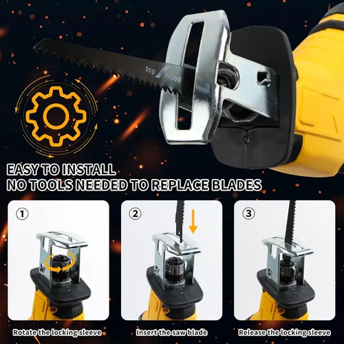 Miniatura 6 de Sierra de vaivén inalámbrica Compatible con batería Dewalt 20V Max (SIN batería), sierra recíproca potente, velocidad variable 0-3000 SPM, cambio