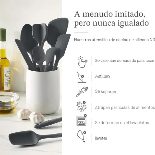 Miniatura 5 de GIR: Get It Right Juego de 10 piezas de utensilios de cocina esenciales de silicona - Cucharón, Espátula, Volteador, Cuchara y Cuchara de borde