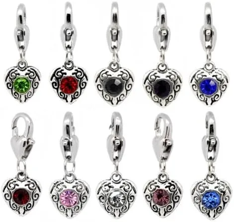 Miniatura 4 de Encantos atractivos del corazón del Rhinestone del color de los encantos del clip