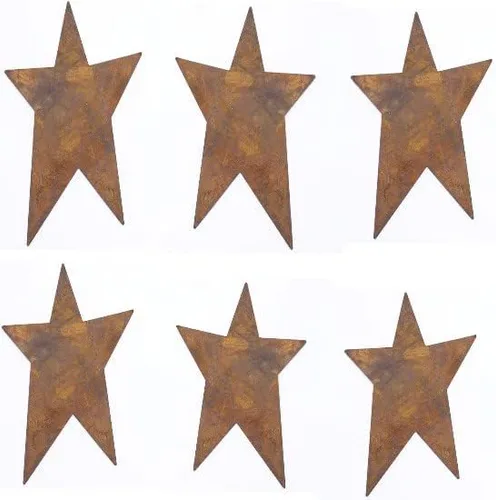 Miniatura 13 de Paquete de 36 recortes de estrella de hojalata oxidada, estrellas de metal oxidadas para manualidades – Primitivo, rústico campestre, manualidades