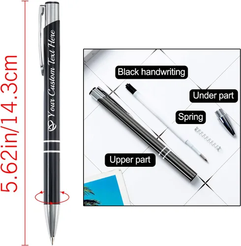 Miniatura 2 de Bolígrafo personalizado, 1 unidad, bolígrafo personalizado con logotipo de mensaje de nombre comercial grabado, tapa de clic de tinta negra, regalo