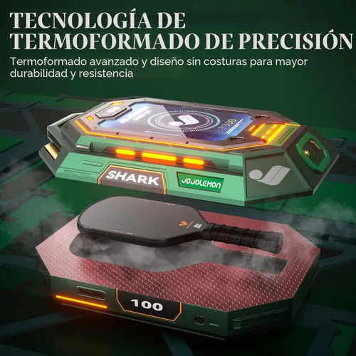 Miniatura 2 de JOJOLEMON Paletas de pickleball, pala de fibra de carbono con un núcleo de polímero Shark Power de 0.63 pulgadas, las raquetas de pickleball Negro