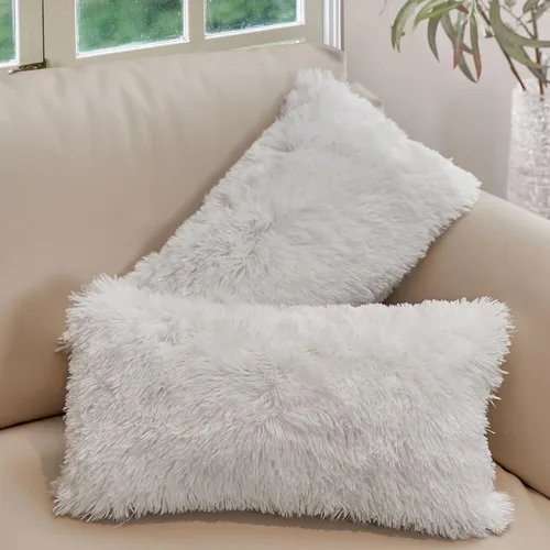 Miniatura 14 de Cheer Collection Almohadas Decorativas para Sofá y Cama, Almohadas Decorativas Suaves de Pelo Largo con Rellenos Incluidos, Acogedoras Almohadas