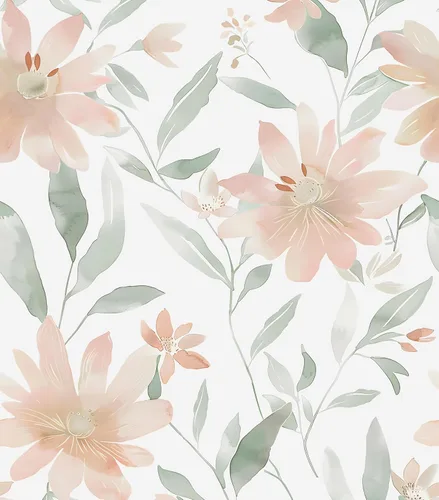 Miniatura 17 de Papel tapiz floral de acuarela para despegar y pegar, papel de contacto de flores morado/blanco/rosa, papel de pared botánico, autoadhesivo