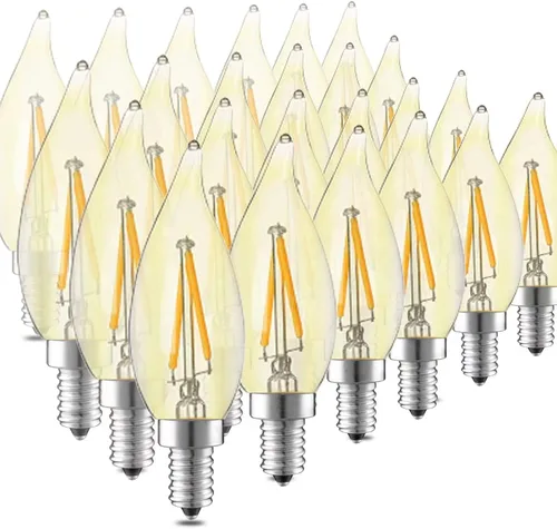 Miniatura 10 de Bombilla LED Regulable para Candelabro Equivalente a 60W, Bombilla LED E12 2700K Blanco Cálido Suave, Bombillas para Lámpara de Araña, 6W 650LM CA10