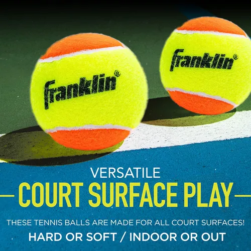 Miniatura 4 de Franklin Sports Pelotas de tenis para principiantes, sin presión, rebote bajo para principiantes, ideales para entrenamiento + práctica, paquete