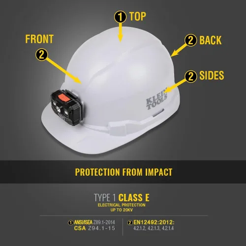 Miniatura 3 de Klein Tools Casco duro, estilo de gorra no ventilada, acolchado, autodesible, resistente al olor, probado hasta 20 kV Amarillo