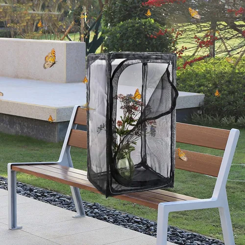 Miniatura 7 de Hábitat de mariposa monarca resistente de 30 pulgadas, jaula de malla para insectos plegable al aire libre con protección de cremallera y parte