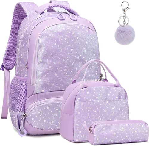 Miniatura 85 de Juego de mochila para niñas y adolescentes, mochila escolar para niños con bolsa para el almuerzo, estuche para lápices, mochilas escolares