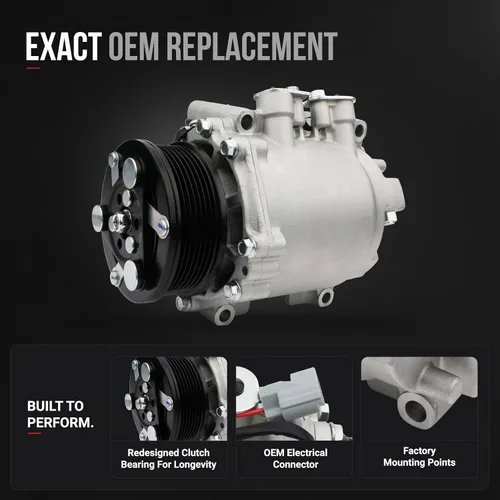 Miniatura 3 de Compresor de CA Honda CRV - Compatible con vehículos Honda CR-V 2002-2006, 2.4L - Reemplaza al compresor de aire acondicionado HVAC 10663AC