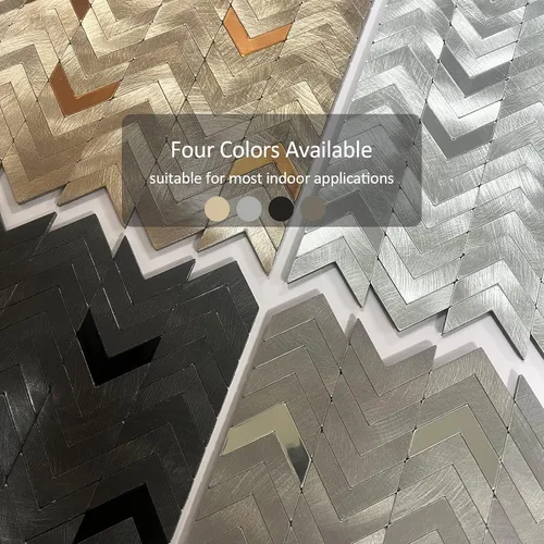Miniatura 6 de Azulejo de espiga gris para salpicaduras de pelar y pegar, superficie de metal cepillado de aluminio autoadhesivo para azulejos de pared