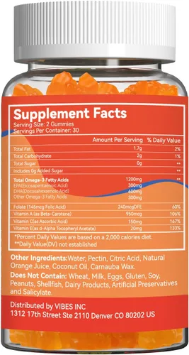 Miniatura 3 de Suplemento de gomitas Omega 3 de 1000 mg, alta absorción DHA y EPA, apoyo para el corazón, el cerebro y las articulaciones, aceite de pescado extra