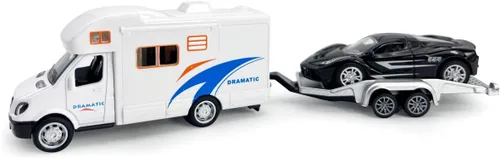 Miniatura 8 de Mini juguete de autocaravana camper RV para niños, modelo de aleación con tracción hacia atrás, vehículo recreativo con aventura, con muebles, techo