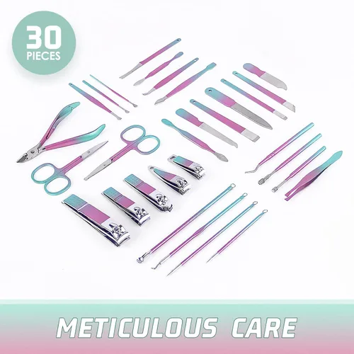 Miniatura 4 de WOAMA - Juego de manicura de 30 piezas y kit de pedicura, juego profesional de cortaúñas de acero inoxidable, kit de manicura y uñas para mujeres