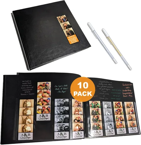 Miniatura 11 de Álbum de cabina de fotos (1 unidad), cubierta blanca, 40 páginas blancas, 160 ranuras para tiras de fotos de 2 x 6, ranura para fotos de cubierta