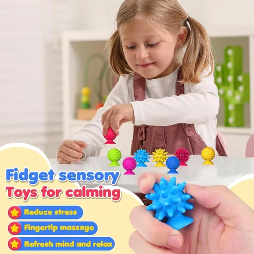Miniatura 2 de Juguetes sensoriales antiestrés para niños y adultos: paquete de 16 juguetes texturizados con succión - Juguetes sensoriales para niños con autismo