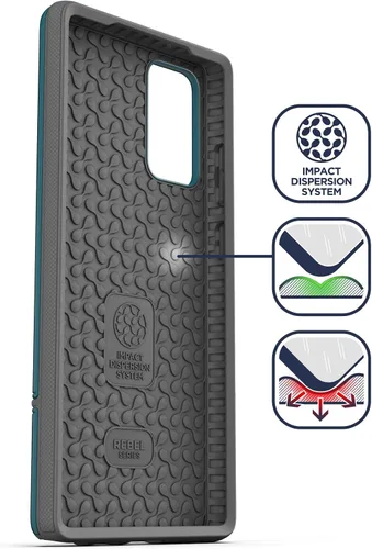 Miniatura 3 de ENCASED Funda resistente para Galaxy Note 20 (2020 Rebel Armor) de grado militar, cubierta protectora resistente (Samsung Note 20), azul turquesa