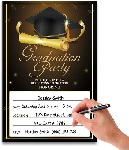 Miniatura 4 de FujLoy 20 tarjetas con sobres, invitaciones para fiestas de graduación 2025, 2025 universidad, escuela secundaria, celebración de graduación 005