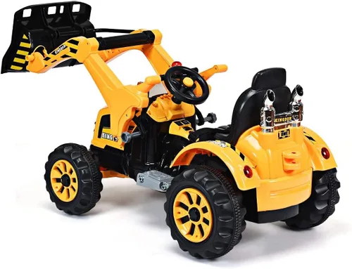 Miniatura 5 de GLACER Excavadora para montar, excavadora a batería de 12 V con 2 velocidades, hacia adelante y atrás, cubo de carga frontal, bocina, cinturón