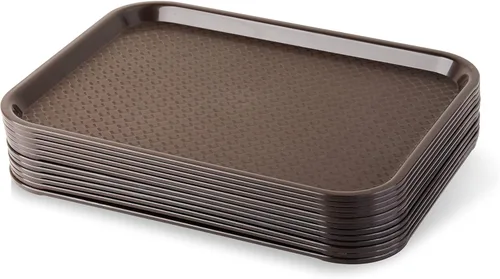 Miniatura 2 de New Star Foodservice Bandeja de comida rápida, bandeja de plástico reutilizable de 10 x 14 pulgadas, superficie antideslizante texturizada, bandeja