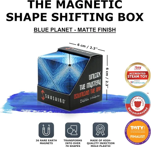 Miniatura 2 de SHASHIBO Anti Stress Cube - Award-Winning and Patented Infinity Cube with 36 Rare Earth Magnets - Extraordinary 3D Infinity Cube - Transforms into